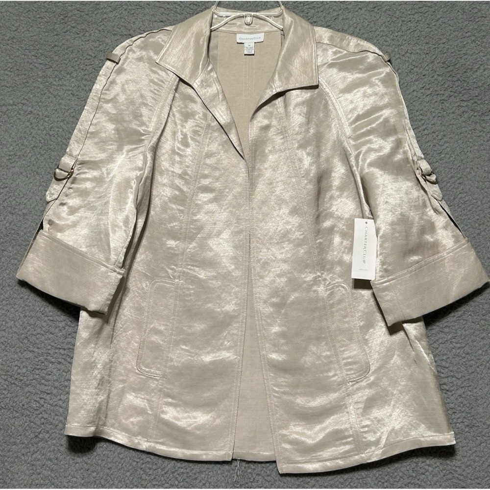 Charter Club Linen Viscose Dress Jacket Petite M Shiny NWT